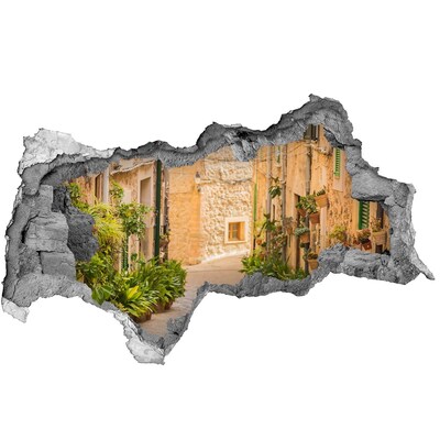 3D muursticker gescheurde muur Bloemenmuurschildering door een gat in de muur