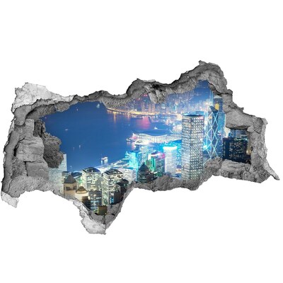 Samoprzylepna dziura na ścianę Widok na miasto nocą