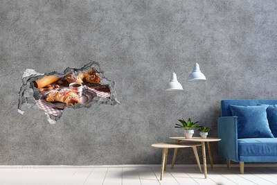 Zelfklevende 3D wandsticker illusie Leguaan in een beschadigde muur