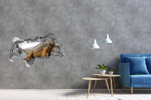 3D muursticker gescheurde muur Paars gras in een gat in de muur