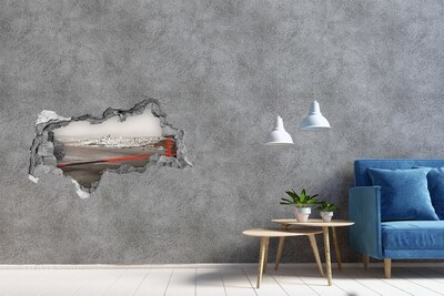 Wandsticker 3D doorkijk Zonsondergang boven de zee