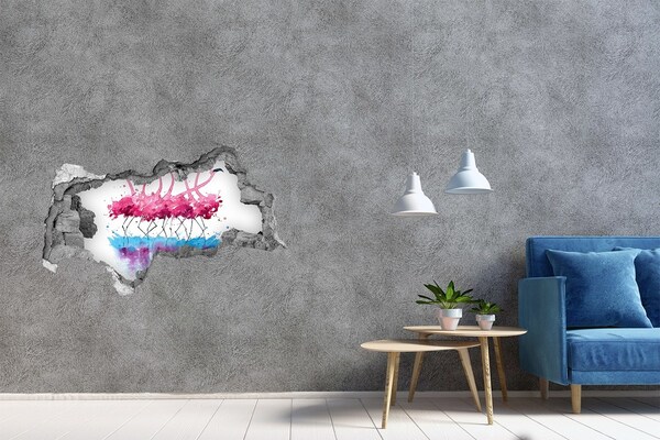 Zelfklevende 3D wandsticker illusie Tropisch bladpatroon