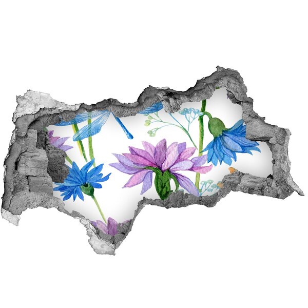 Samoprzylepna dziura na ścianę Kwiatowy mural w dziurze w ścianie