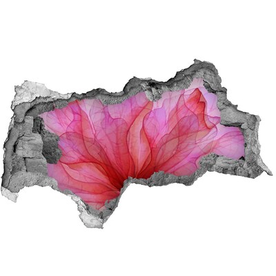 3D muursticker gescheurde muur Kleurrijke veren op de muurachtergrond