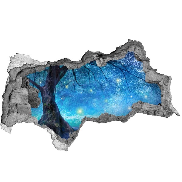 Zelfklevende 3D wandsticker illusie Bloemenpatroon op een blauwe achtergrond