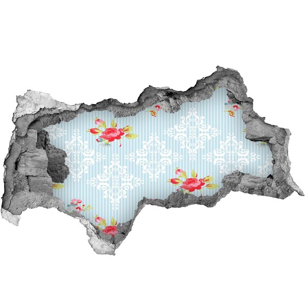 Samoprzylepna dziura na ścianę Kwiatowy wzór na niebieskim tle