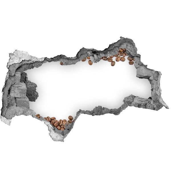 Naklejka 3D dziura na ścianę Złamana ściana z ziarnami kawy