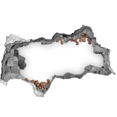 Naklejka 3D dziura na ścianę Złamana ściana z ziarnami kawy