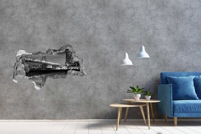 3D sticker gat in stenen muur Schaakconfrontatie