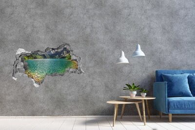 3D muursticker gescheurde muur Bergmeer in het dal