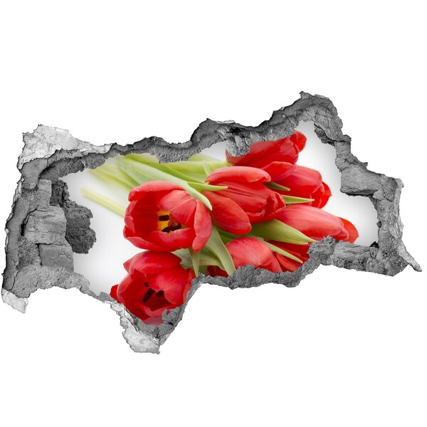 3D sticker gat in stenen muur Gouden bloemen in beton