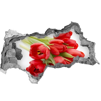3D sticker gat in stenen muur Gouden bloemen in beton