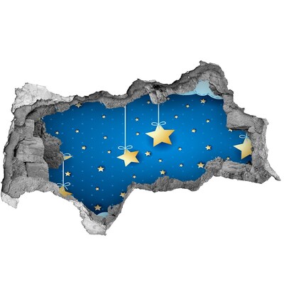 Naklejka 3D dziura na ścianę Nocne niebo ze złotymi gwiazdami