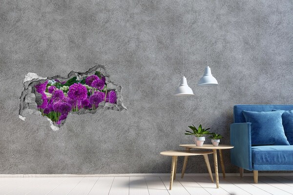 3D sticker gat in stenen muur Dierenkaart van de wereld