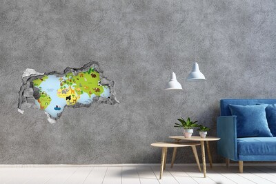 Zelfklevende 3D wandsticker illusie Bloemen in een gat in de muur
