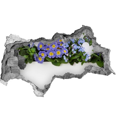 3D muursticker gescheurde muur Romantische ruimte met rozen