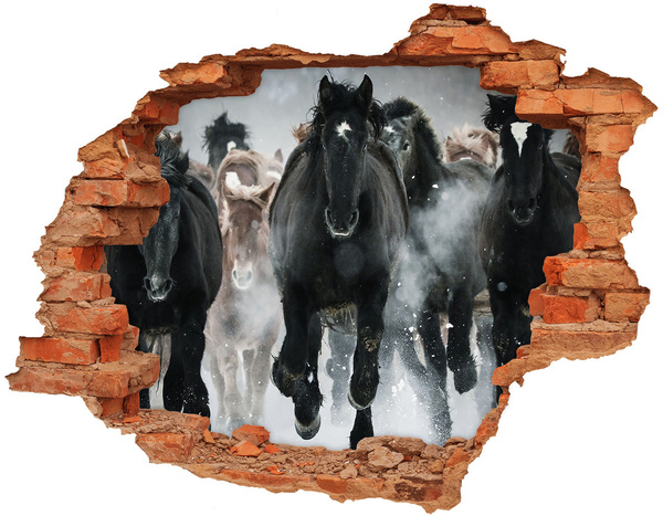 trapstickers Paarden galopperen dwars door de muur.
