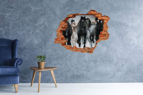 trapstickers Paarden galopperen dwars door de muur.