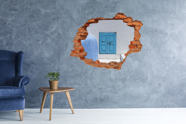 stickers trofast ikea Een kapotte muur met een blauwe deur.