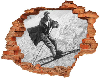 trapstickers Winterskiër in retrostijl