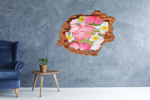 Naklejka 3D dziura na ścianę Kwiatowy raj za ścianą