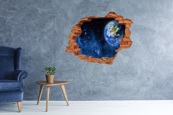 Vinyl muursticker 3D breekeffect Kosmisch uitzicht vanuit een gat in de muur