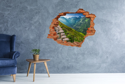 trapstickers Berglandschap achter het gat in de muur