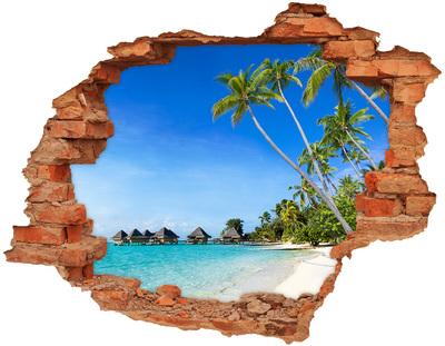 trapstickers Caribisch strand door een gat in de muur