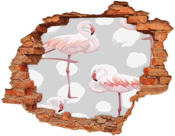trap stickers Roze flamingo's in een gat in de muur