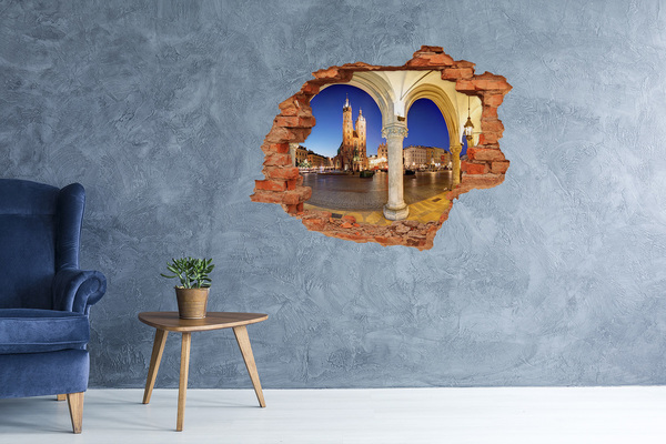 Fototapeta dziura na ścianę Krakowski Rynek Główny w Nocy