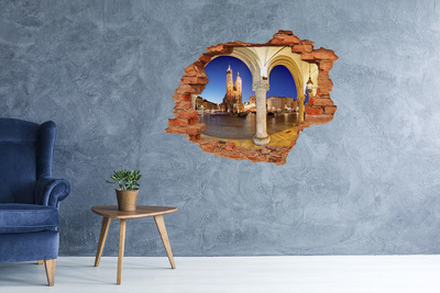 plakfolie trap Het centrale marktplein van Krakau 's nachts