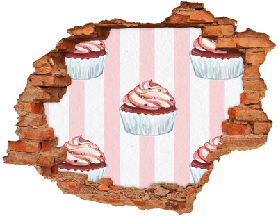 plakfolie trap Cupcake in een gat in de muur