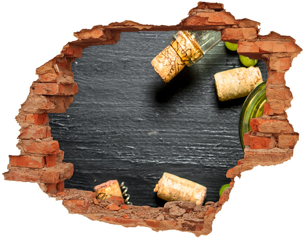 Naklejka 3D dziura na ścianę Wino i winogrona