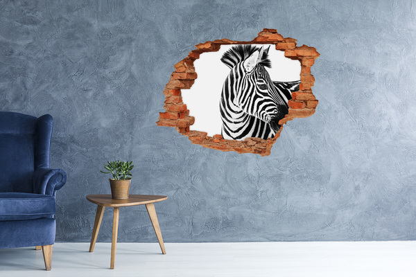 stickers voor ikea meubels Zebra in een gat in de muur