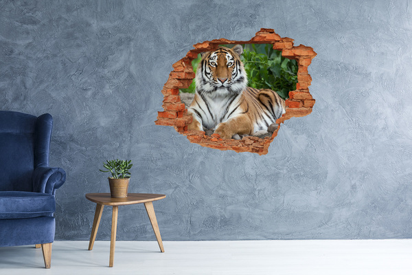 Vinyl muursticker 3D breekeffect Tijger in zijn natuurlijke habitat