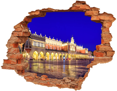 Fototapeta dziura na ścianę 3d Krakowski Rynek Główny w nocy
