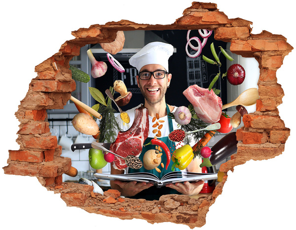 Naklejka 3D dziura na ścianę Kuchenne szaleństwo