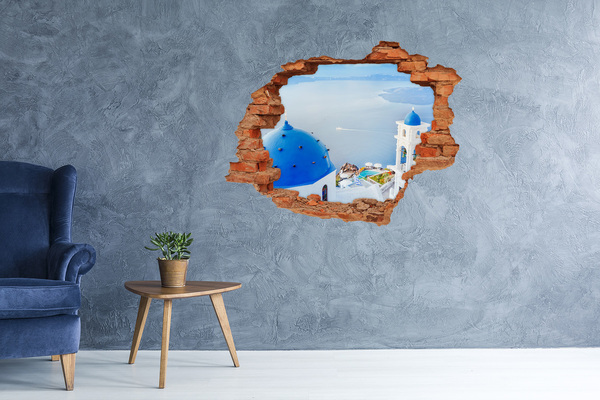 Fototapeta dziura na ścianę 3d Widok z Santorini
