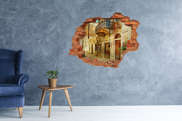 Fototapeta dziura na ścianę 3d Zrujnowany dom w malowniczej scenerii