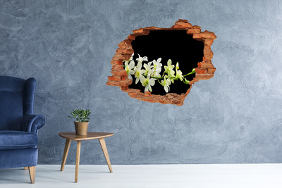 Grote 3D muursticker gat in de muur Een bloemendroom achter de muur