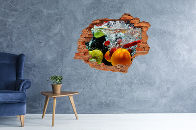 Grote 3D muursticker gat in de muur Fruitexplosie in het water
