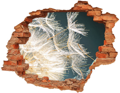 Grote 3D muursticker gat in de muur Een bloemenlandschap achter het gat