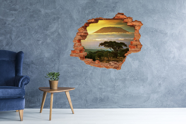 Vinyl muursticker 3D breekeffect Afrikaans landschap met bomen