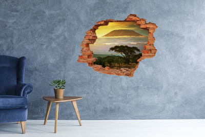Vinyl muursticker 3D breekeffect Afrikaans landschap met bomen