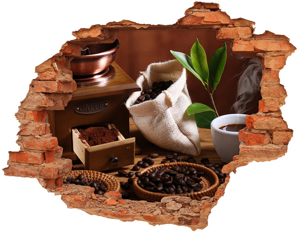 Naklejka 3D dziura na ścianę Kawa w domowym zaciszu