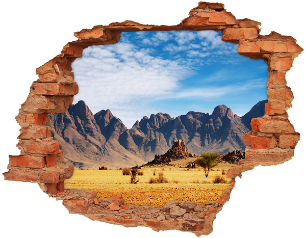 Vinyl muursticker 3D breekeffect Berglandschap in Afrika