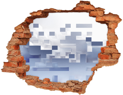 Vinyl muursticker 3D breekeffect Abstracte ruimte in blauwe tinten