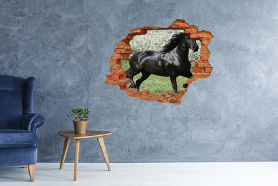 Vinyl muursticker 3D breekeffect Een paard dat door een muur galoppeert