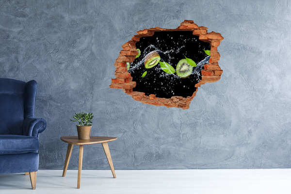Grote 3D muursticker gat in de muur Kiwi-fruitwaterval
