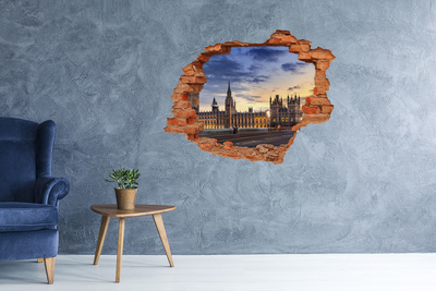 Grote 3D muursticker gat in de muur Zonsondergang boven Londen